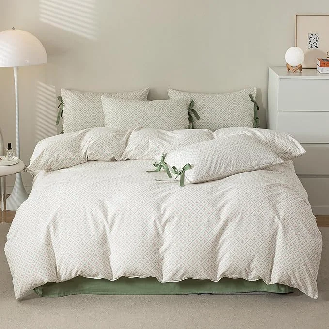 User-Friendly HighBuy Vintage Full Comforter Set Fluffy Cozy with Pink Floral Plaid Print Coquette Cottagecore Bedding Comforter with 2 Bowknot Bow Tie Pillowcases Boho Chic Comforter Set for Women Girls Organic