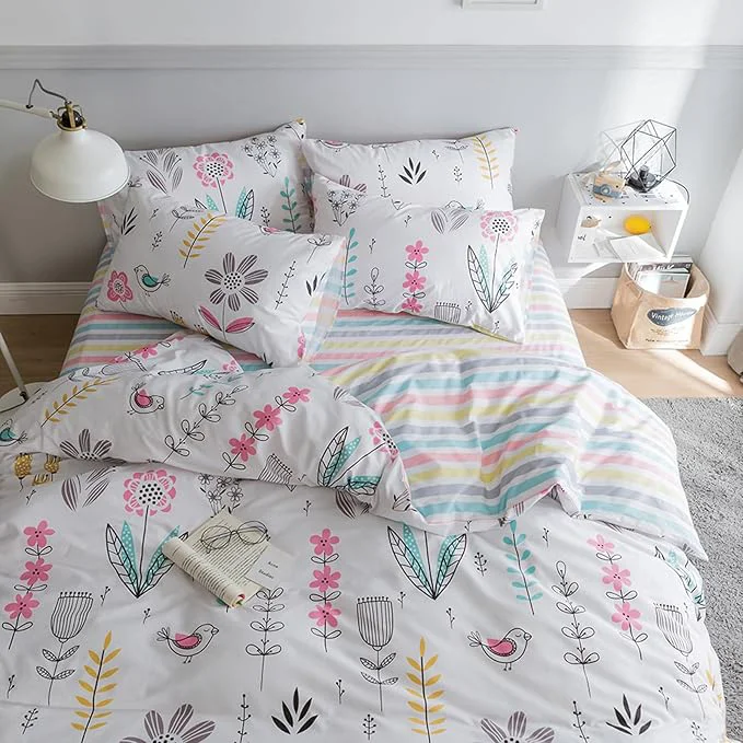Premium HighBuy Floral Comforter Set Twin XL for College Girl Aesthetic Flowers Printed Bedding Set Soft Colorful Floral Comforter Set Coquette Cottagecore Bedding Comforter Fluffy with 2 Pillowcases Carefully Designed