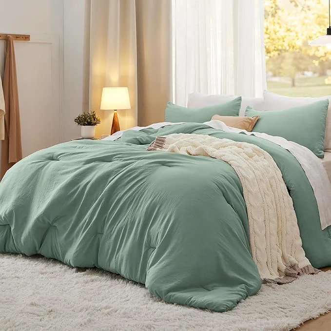 Enhanced Bedsure Full Comforter Set Sage Green Soft Prewashed Bedding for All Seasons 3 Pieces GentleSoft™ Bed Set 1 Lightweight Comforter 82 quot x86 quot and 2 Pillowcases 20 quot x26 quot Quality