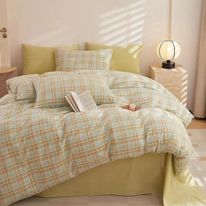 High-Grade HighBuy Blue Gingham Comforter Set King 3 Pieces Modern Plaid Checkered Pattern Comforter Gingham Bedding Set Fluffy Soft Grid Plaid Bedding Comforter Farmhouse Checkered Comforter Set King Convenient