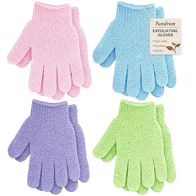 Original 4 Pairs Exfoliating Gloves for Shower Shower Gloves Body Scrubber Korean Safe