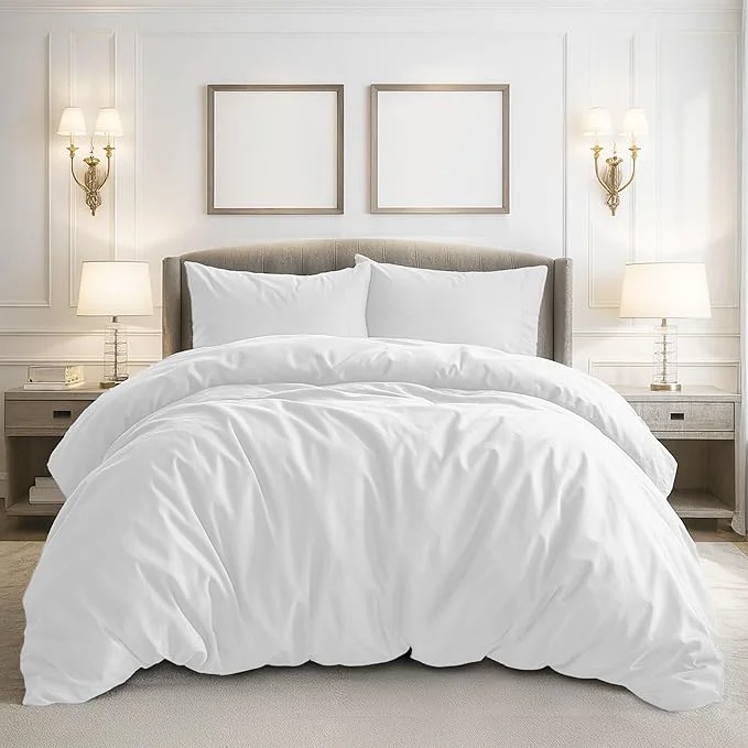 Crafted Pure Bedding Duvet Cover King Size - 3 Pieces Extra Soft Bedding Set Includes 1 Duvet Cover 104x90 Inches with Zipper Closure amp 2 Pillow Shams Comforter Not Included White Consistent