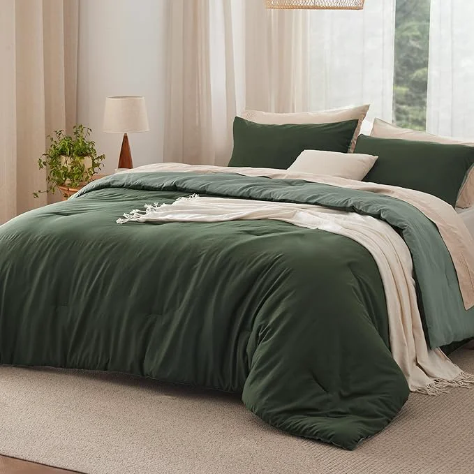 User-Friendly Bedsure King Comforter Set Dark Olive Green Soft Prewashed Bedding for All Seasons 3 Pieces GentleSoft™ Bed Set 1 Lightweight Comforter 104 quot x90 quot and 2 Pillowcases 20 quot x36 quot Original