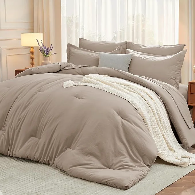 World-Class MUXHOMO 7 Pieces King Comforter Set Soft Bed in a Bag King Size All Season Bedding Set with Comforter Flat Sheet Fitted Sheet Pillowcases amp Shams Linen Quality