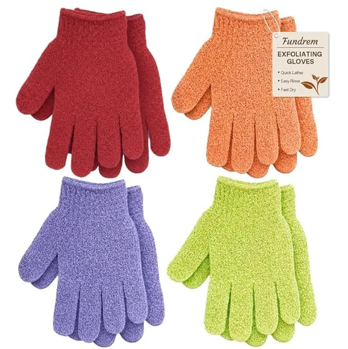 Traditional 4 Pairs Exfoliating Gloves for Shower Shower Gloves Body Scrubber Korean Crafted