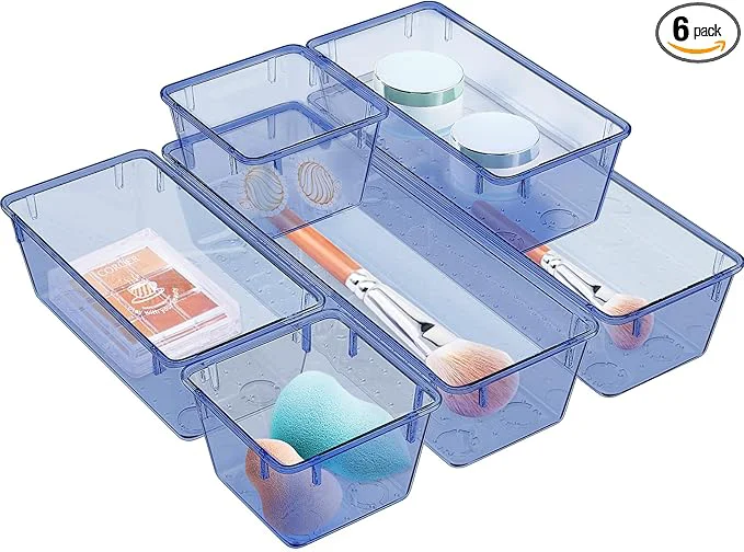 Relaxed WOWBOX 6 Pack Clear Drawer Organizer Set Acrylic Drawer Storage Trays Fashionable