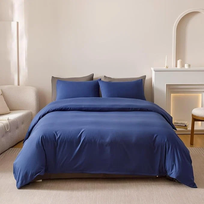 Efficient Houseri Royal Blue Comforter Set King Neutral Navy Bedding Men Women Japanese Style Solid Blue Vintage Farmhouse Bed Sets King Size Verified