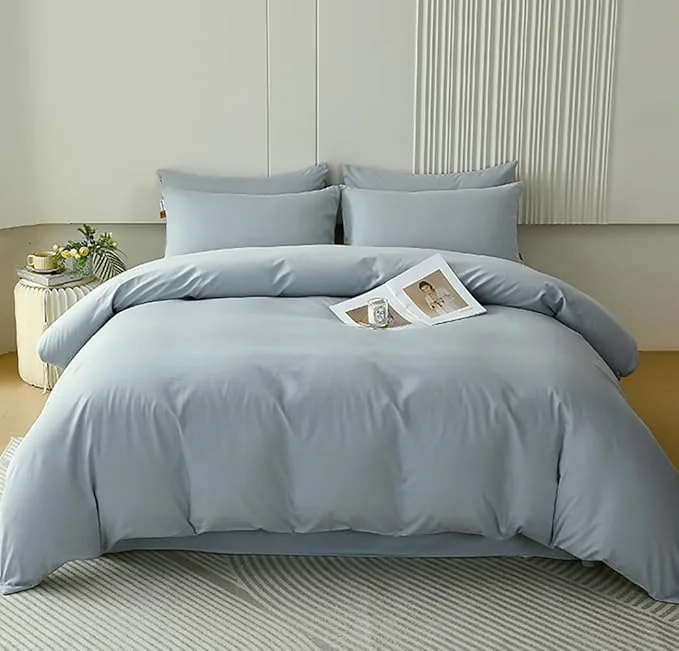 Healthy Houseri Haze Full Size Comforter Set - 3 Pieces Light Blue Bedding Sets Comfy Soft Teen Girls Boys Baby Blue Minimalist Dorm Bed Quilt Blanket Clean
