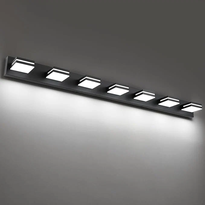 Exceptional SineRise LED Modern Bathroom Vanity Light Fixtures Matte Black Modern Acrylic Trendy