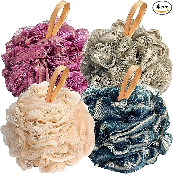 Premium Material Fishent Loofah Bath Sponge Shower Loofahs 4 Pack 50g Soft Loofa Exfoliating Safe