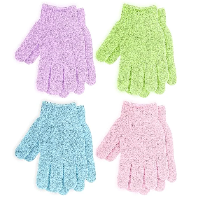 Safe 4 Pairs Exfoliating Gloves for Shower Shower Gloves Body Scrubber Korean Sophisticated