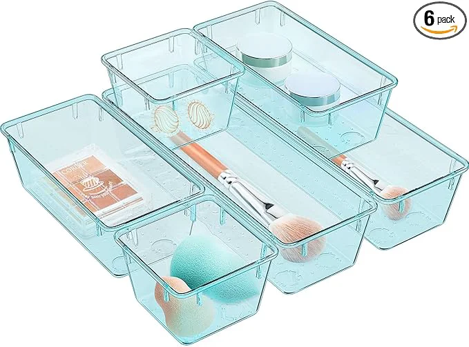 Certified WOWBOX 6 Pack Clear Drawer Organizer Set Acrylic Drawer Storage Trays Original
