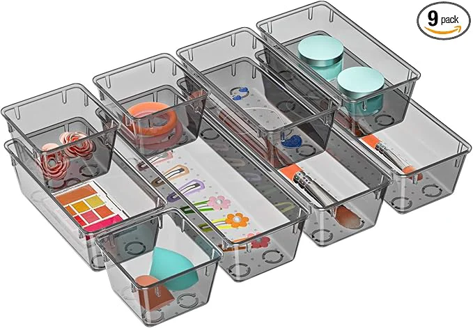 Responsible WOWBOX 9 Pack Clear Drawer Organizer Set Acrylic Drawer Storage Trays Prestigious
