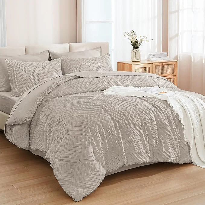 Authentic Andency California King Comforter Set Linen - 7 Pieces Bed in a Bag Cal King Bedding Comforter Sets Tufted Lightweight Fluffy Bed Set with Comforter Sheets Pillowcases amp Shams Healthy