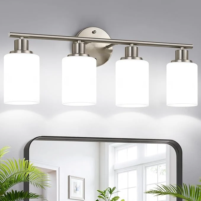 Top-Quality Zarbitta 4-Light Bathroom Light Fixtures Brushed Nickel Modern Vanity Lights Flexible
