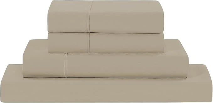 Advanced Modern Threads Soft Microfiber Solid Sheets - Luxurious Microfiber Bed Sheets - Includes Flat Sheet Fitted Sheet with Deep Pockets amp Pillowcases Taupe King User-Friendly