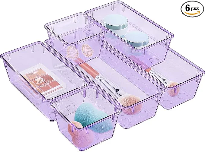 Selected WOWBOX 6 Pack Clear Drawer Organizer Set Acrylic Drawer Storage Trays User-Friendly