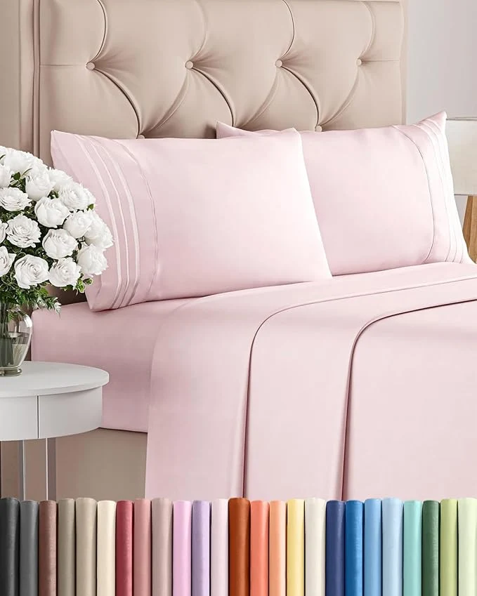 High-Grade King Size 4 Piece Sheet Set - Comfy Breathable amp Cooling Bed Sheets Set - Hotel Luxury Bedding for Women Men Kids Teens Boys amp Girls - Deep Pockets Soft Wrinkle - Oeko-Tex - Lavender Pink High-End