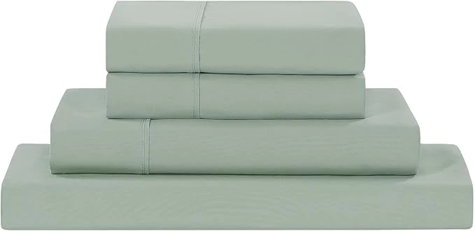 Optimized Modern Threads Soft Microfiber Solid Sheets - Luxurious Microfiber Bed Sheets - Includes Flat Sheet Fitted Sheet with Deep Pockets amp Pillowcases Seafoam Twin Genuine