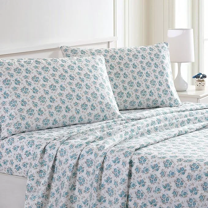 Original Modern Threads Printed 4-Piece Extra Soft Bedding Sheets amp Pillowcase Set Deep Pocket up to 16 inch Mattress Roses Queen Traditional