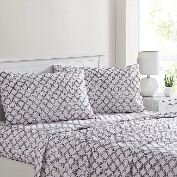 Reusable Modern Threads Printed 3-Piece Extra Soft Bedding Sheets amp Pillowcase Set Deep Pocket up to 16 inch Mattress Cara Twin High-Performance