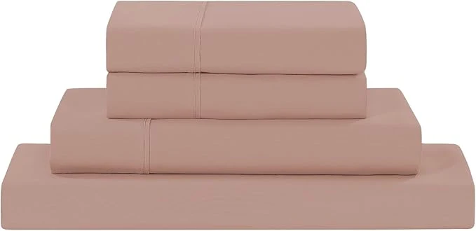 Certified Modern Threads Soft Microfiber Solid Sheets - Luxurious Microfiber Bed Sheets - Includes Flat Sheet Fitted Sheet with Deep Pockets amp Pillowcases Rose King Flexible