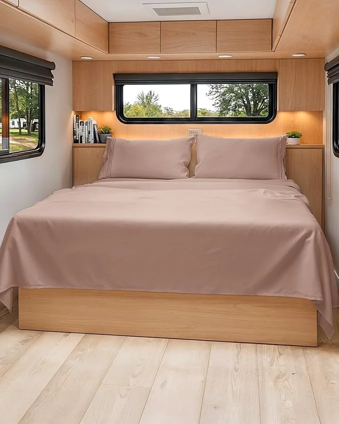 Recyclable RV Short Queen Sheet Set 60 X 75 - 4 Piece RV Short Queen Bed Sheets - Soft Breathable amp Cooling - Designed for Bunks Trailers and Campers - Fits 8 to 12 quot Mattress - Hotel Luxury Bedding - Mauve Fine