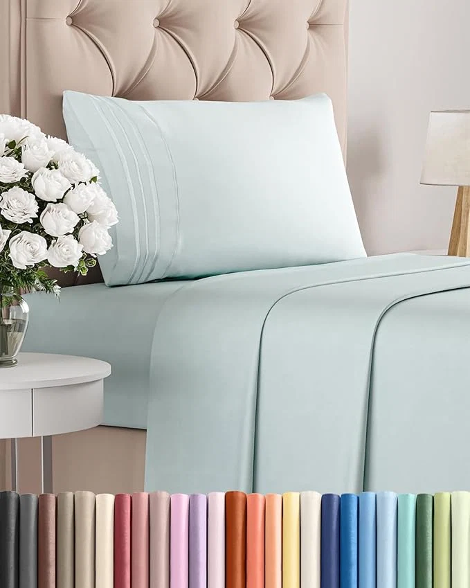 Long-Lasting Twin XL Size 3 Piece Sheet Set - Comfy Breathable amp Cooling Bed Sheets Set - Hotel Luxury Bedding for Women Men Kids Teens Boys amp Girls - Deep Pockets Soft and Wrinkle - Oeko-Tex - Ice Blue Exclusive