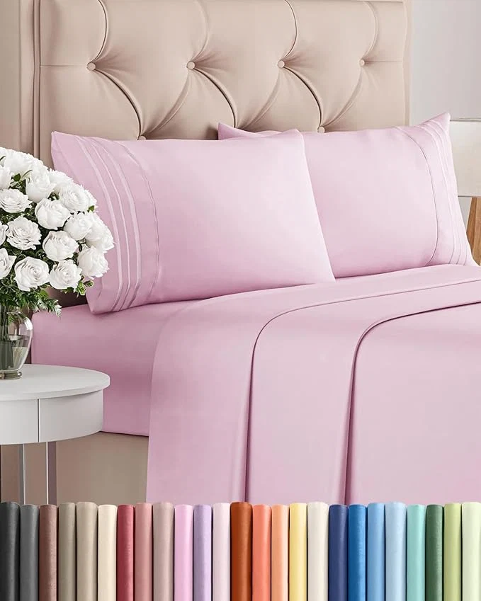 Premium King Size 4 Piece Sheet Set - Comfy Breathable amp Cooling Bed Sheets Set - Hotel Luxury Bedding for Women Men Kids Teens Boys amp Girls - Deep Pockets Soft and Wrinkle - Oeko-Tex - Light Pink