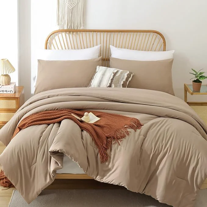 Genuine ROSGONIA Oversized Queen Comforter Taupe Brown 3pcs 1 Comforter amp 2 Pillowcases Lightweight Oversized Queen Comforter Sets Bedding Blanket Quilts Sustainable