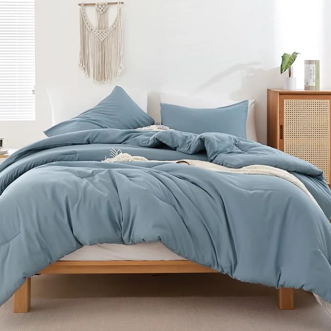Reliable ROSGONIA Dusty Blue Twin Twin XL Comforter Set for Boys Girls 1 Blue Comforter amp 1 Pillowcase Lightweight Kids Comforter All Season Dorm Bedding Unique