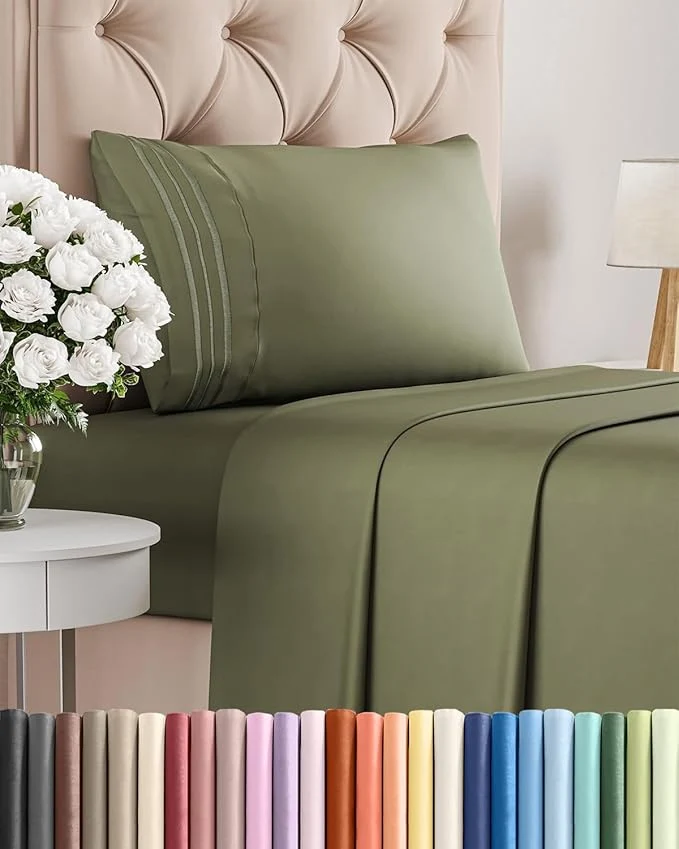 Pure Twin Size 3 Piece Sheet Set - Comfy Breathable amp Cooling Bed Sheets Set - Hotel Luxury Bedding for Women Men Kids Teens Boys amp Girls - Deep Pockets Soft and Wrinkle - Oeko-Tex - Sage Green Sustainable