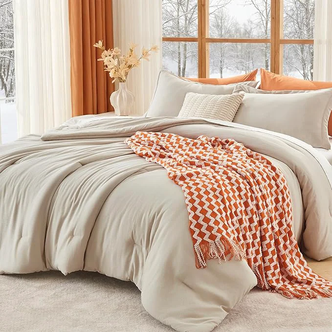 Durable MUXHOMO Queen Comforter Set All Season Ultra Soft Down Bedding - 3 Piece Lightweight Bed Set Includes 1 Comforter 90 quot x90 quot and 2 Pillow Shams 20 quot x26 quot Linen Original