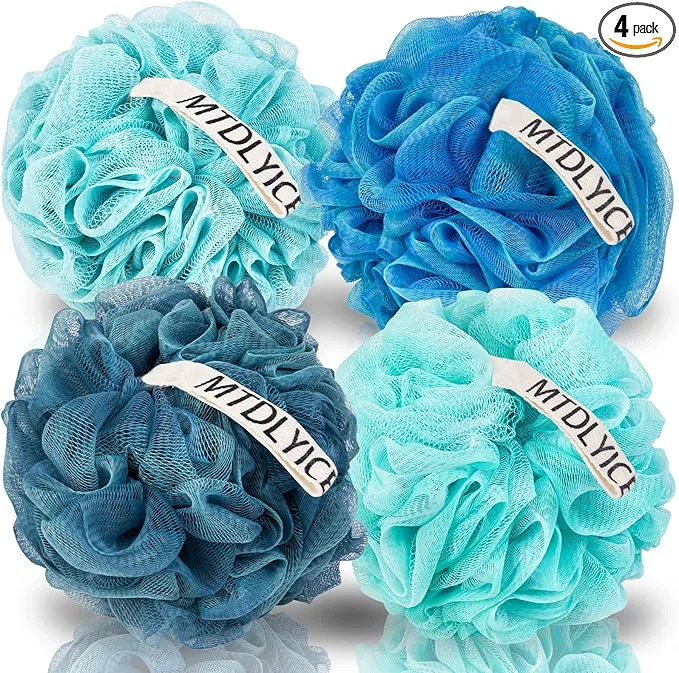 Stylish MTDLYICE Loofah Sponge XXL Large Loofah 100g 4 Pack Bath Sponge Soft Mesh Safe