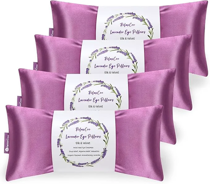 Fine Crafted RelaxCoo Lavender Eye Pillow for Relaxation Weighted Eye Mask Heated for Clean