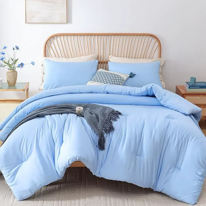 Fashionable ROSGONIA Twin Twin XL Comforter for College Girls Boys Light Blue 1 Comforter amp 1 Pillowcase Lightweight Twin Bedding Sets Kids Comforter Dorm Bedding Innovative