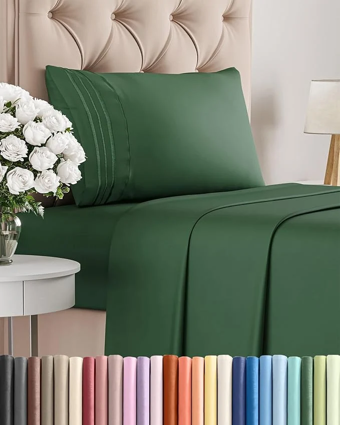 Crafted Twin Size 3 Piece Sheet Set - Comfy Breathable amp Cooling Bed Sheets Set - Hotel Luxury Bedding for Women Men Kids Teens Boys amp Girls - Deep Pockets Soft Wrinkle - Oeko-Tex - Emerald Green Official