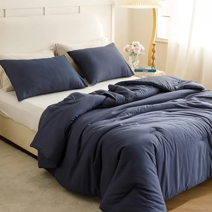 Healthy ROSGONIA California King Comforter Set Navy Blue 3pcs 1 Boho Cal King Comforter amp 2 Pillowcases All Season Bedding Soft Bedspread Blanket Quilt Authentic