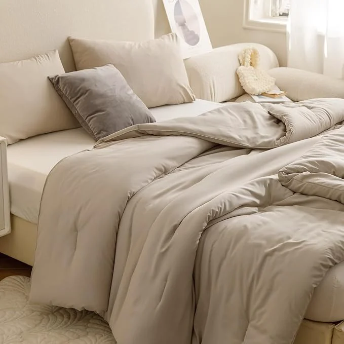 Official ROSGONIA Oversized King Comforter 120x120 3pcs Super King Comforter 1 Oatmeal Comforter amp 2 Pillowcases Lightweight Warm Bedding Set Blanket Quilt Sustainable