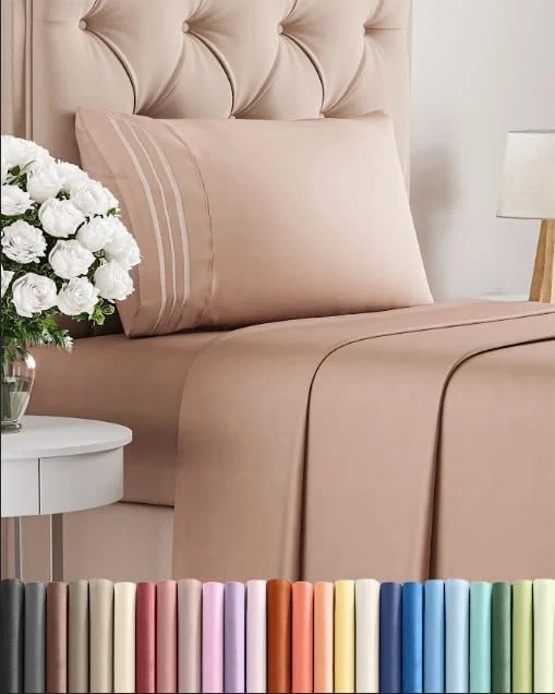 Comfortable Twin Size 3 Piece Sheet Set - Comfy Breathable amp Cooling Bed Sheets Set - Hotel Luxury Bedding for Women Men Kids Teens Boys amp Girls - Deep Pockets Ultra-Soft and Wrinkle - Oeko-Tex - Mauve Pure