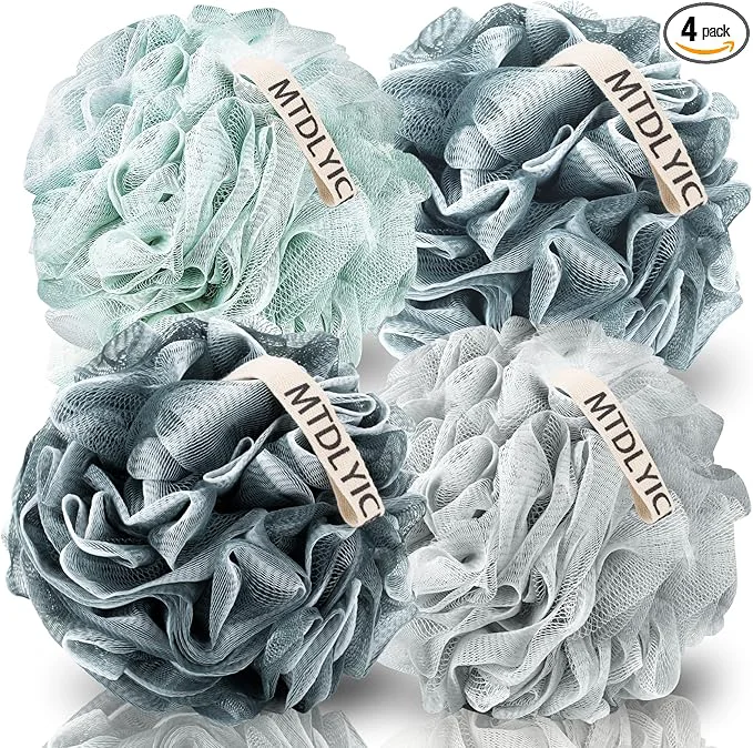 Original Design MTDLYICE Loofah Sponge XXL Large Loofah 100g 4 Pack Bath Sponge Soft Mesh High-End