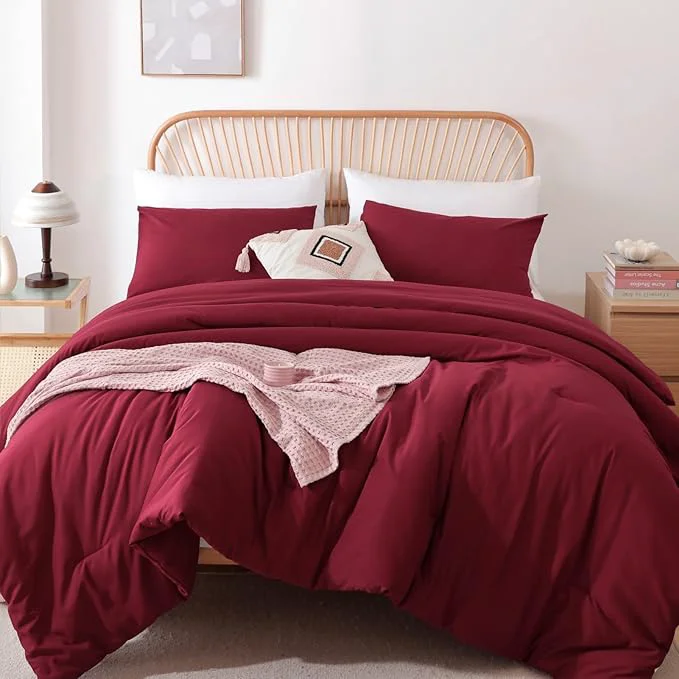 Authentic ROSGONIA California King Comforter Set Dark Red 3pcs 1 Boho Red Cal King Comforter amp 2 Pillowcases All Season Lightweight Bedspread Bedding Blanket Professional