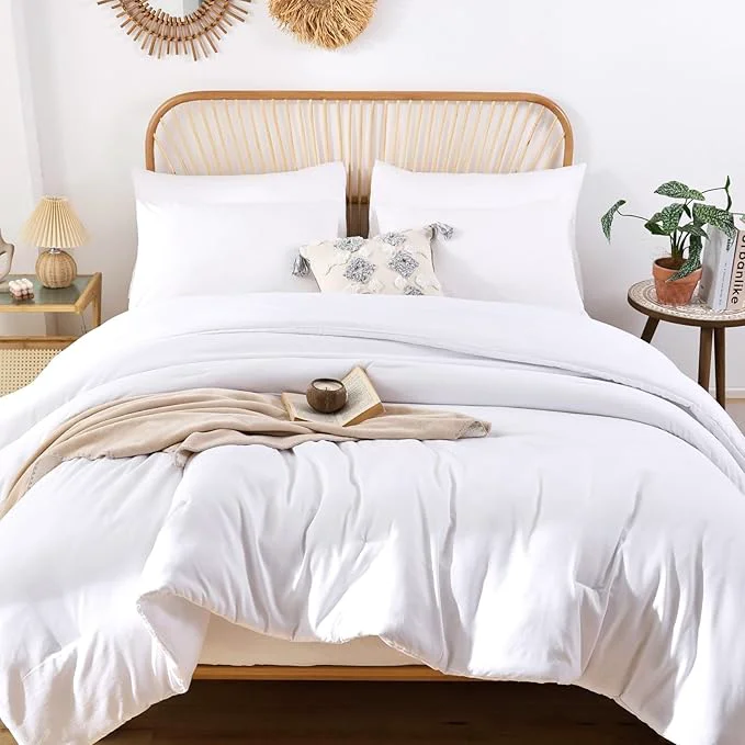 Modern ROSGONIA Oversized King Comforter 120x120 3pcs Super King Comforter 1 White Comforter amp 2 Pillowcases Lightweight Warm Bedding Set Blanket Quilt Enhanced
