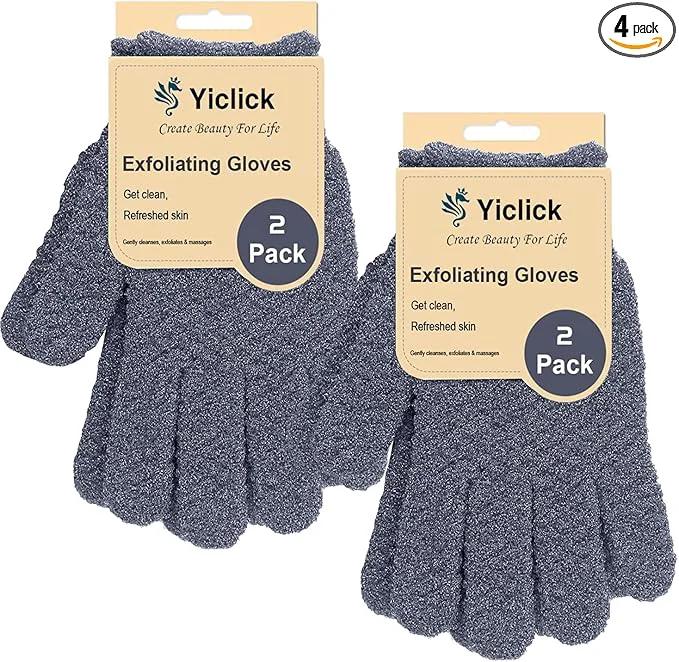 Secure Yiclick Heavy Exfoliating Gloves 4Pcs Exfoliating Mitts Body Scrubber Smooth