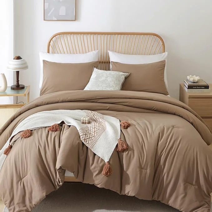 Casual ROSGONIA Twin Twin XL Comforter for College Girls Boys Dark Khaki 1 Comforter amp 1 Pillowcase Lightweight Twin Bedding Sets Soft Kids Dorm Comforter Original Design