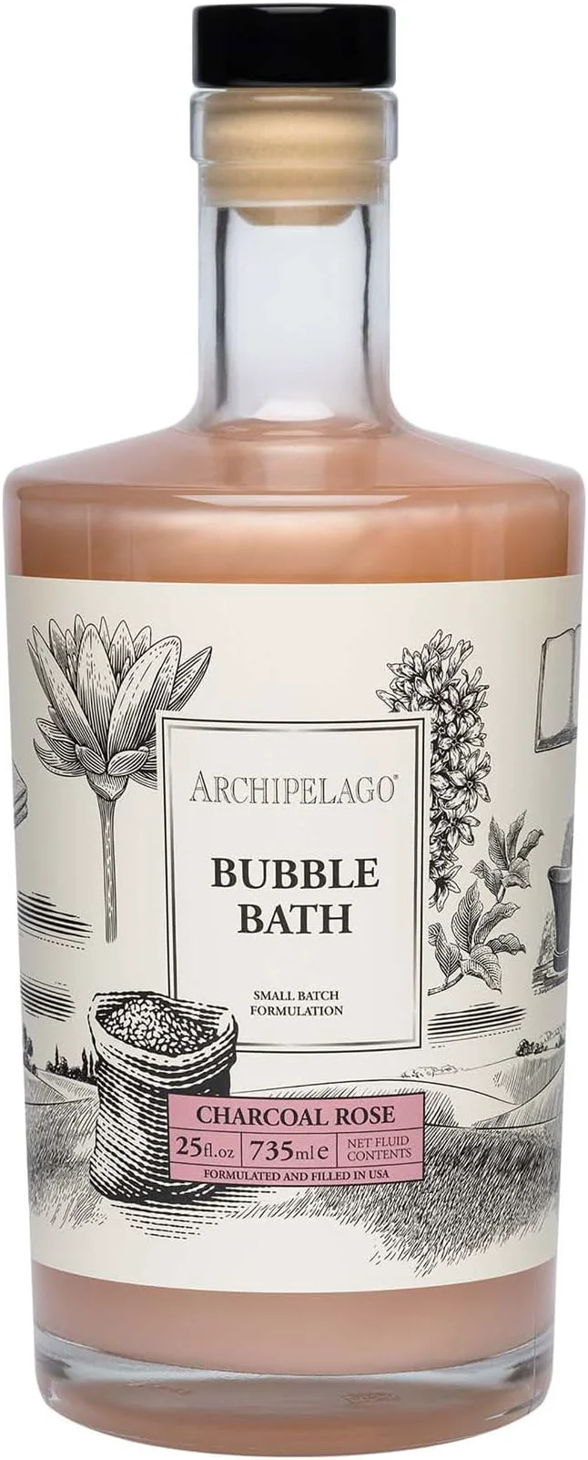 Trusted Archipelago Botanicals Luxury Charcoal Rose Bubble Bath Moisturizing and Excellent