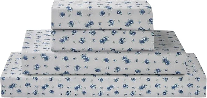 Authentic Modern Threads 4-Piece Ultra Soft Microfiber Bed Sheets Set Wrinkle Sheets with Deep Pockets Fitted Sheet Flat Sheet amp Pillowcases Lightweight Breathable Bedding Blue Roses King Refined