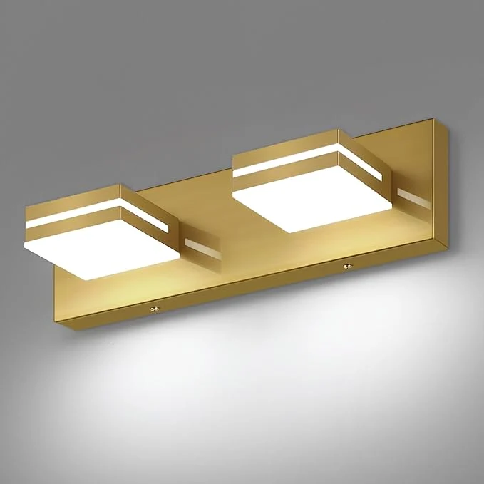 Natural SineRise LED Modern Bathroom Vanity Light Fixtures Brass Modern Acrylic High-End