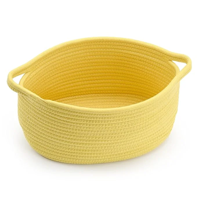 Solid Happyiren Yellow Woven Storage Basket Clean