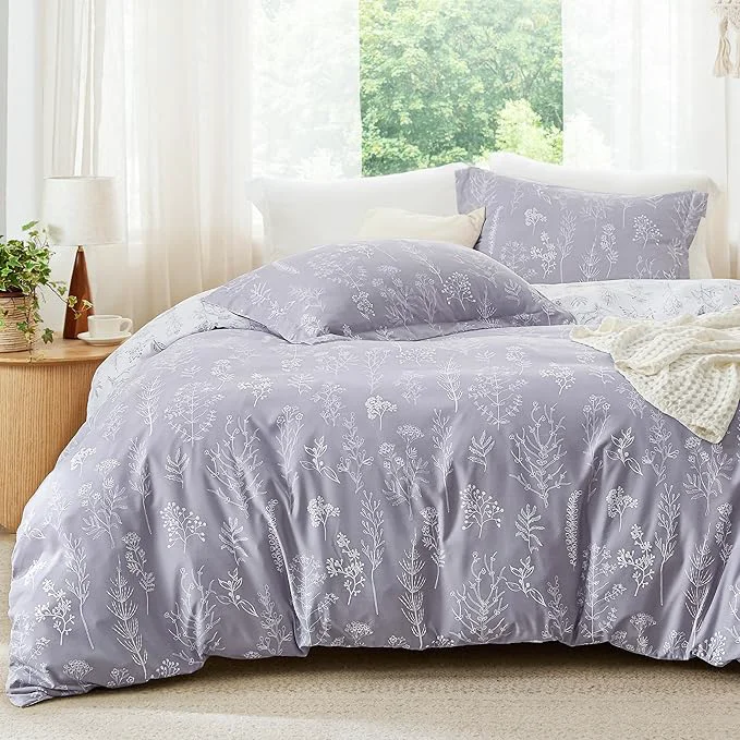 Responsible Bedsure Oversized Queen Comforter Set - Lavender Bed Set 3 Pieces Cute Floral Bedding 1 Soft Reversible Botanical Flowers Comforter and 2 Pillow Shams Elite